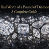 **Alt text:** A clean, elegant infographic titled “The Real Worth of a Pound of Diamonds: A Complete Guide,” explaining how diamond value is calculated based on carat weight, quality, rarity, and market factors.