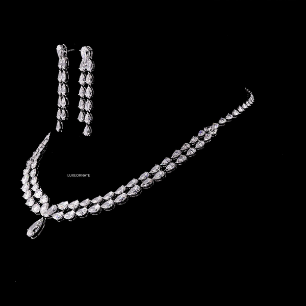 High jewelry pear shape diamond necklace elegant teardrop design wedding statement set