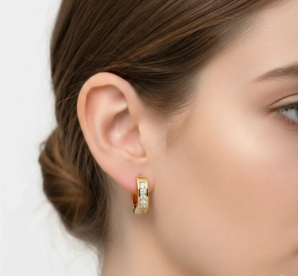 Diamond Huggie Hoop Earrings