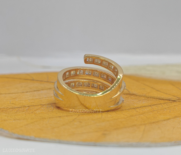 Modern Spiral Diamond Statement Ring