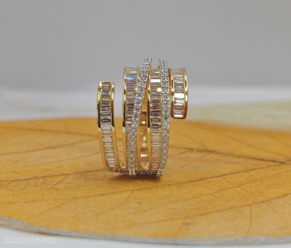 Modern Spiral Diamond Statement Ring