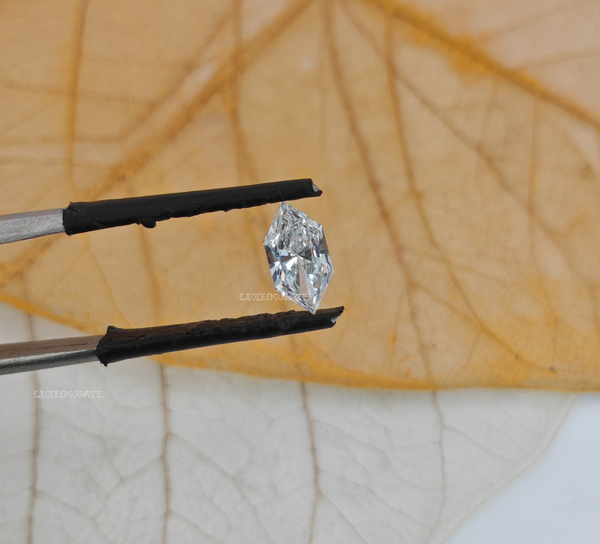 Long hexagon cut white diamond