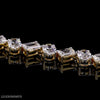 Oval and emerald cut diamond tennis bracelet in yellow gold by Luxeornate