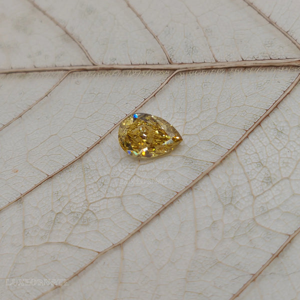 Fancy Yellow Pear Cut Lab Grown Diamond Loose Diamond