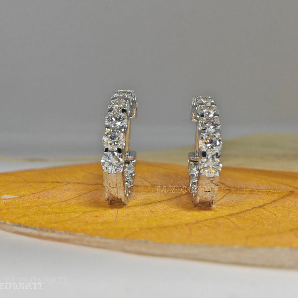 Round cut diamond hoop earrings luxury jewellery