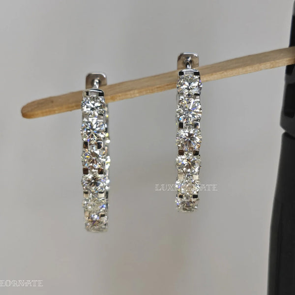 Round cut diamond hoop earrings luxury jewellery