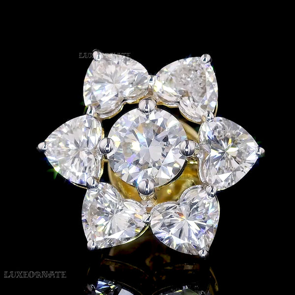 Elegant flower shaped lab diamond earrings in yellow gold