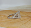 Emerald Cut Diamond Halo Split Shank Engagement Ring