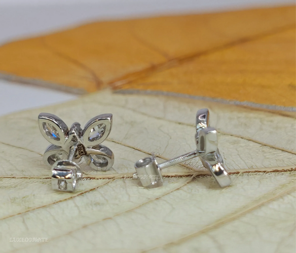 Marquise & Pear Diamond Butterfly Stud Earrings