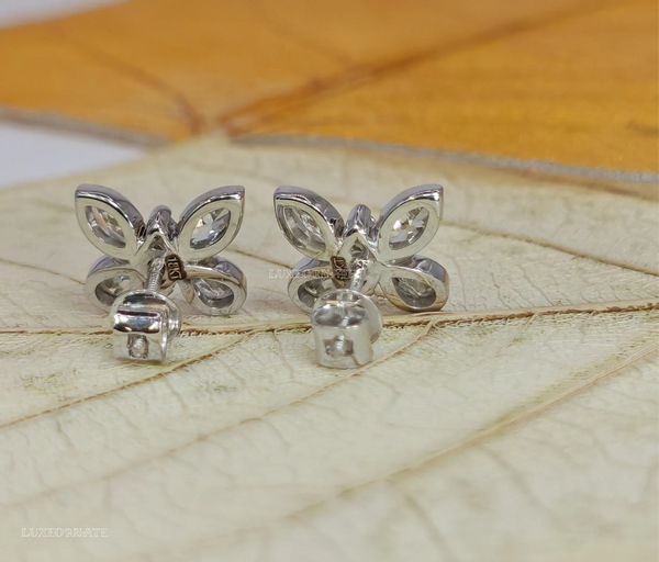 Marquise & Pear Diamond Butterfly Stud Earrings