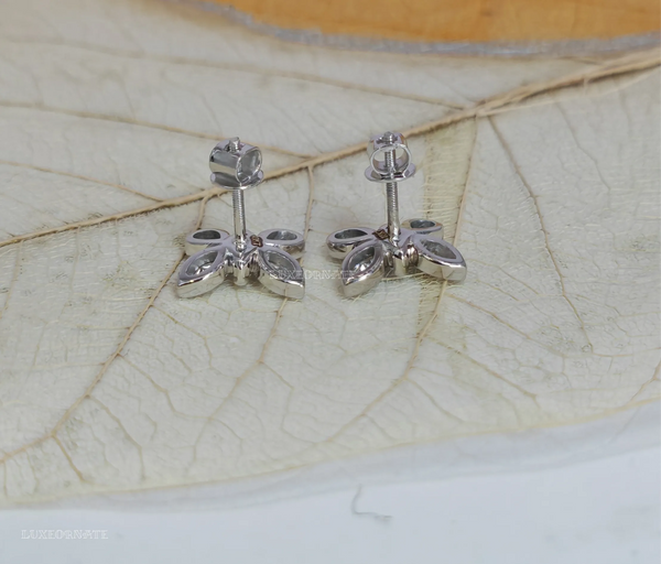 Marquise & Pear Diamond Butterfly Stud Earrings