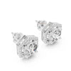 Hexagon shape round diamond halo stud earrings in white gold for womens