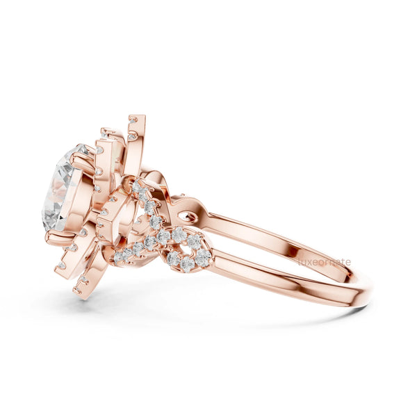 Floral cluster diamond ring yellow gold luxury gift