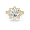 Round diamond engagement ring with floral halo design