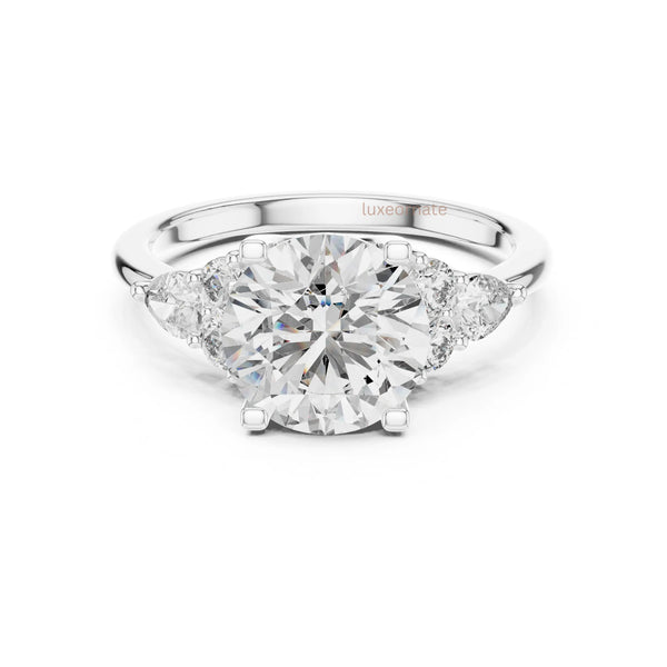 Ethical lab grown round diamond wedding ring with triple side stones