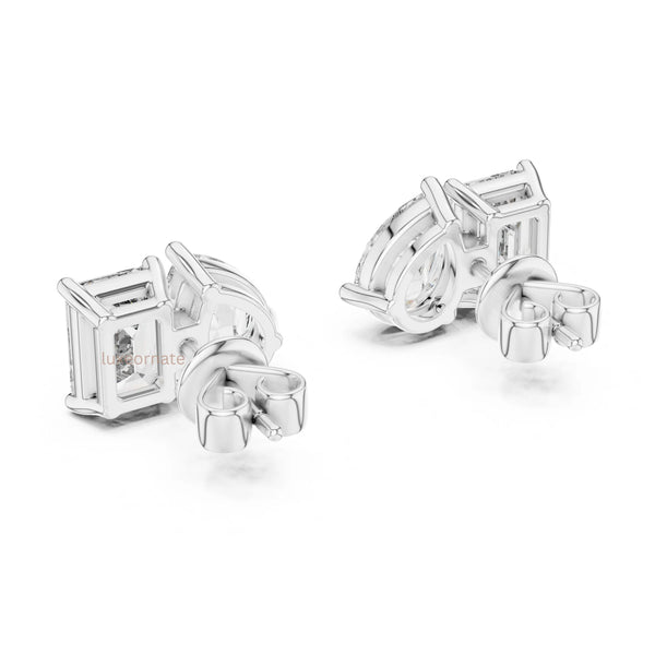 Premium diamond stud earrings toi et moi style white gold