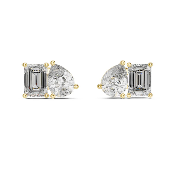yellow gold diamond stud earrings two stone toi et moi style jewelry