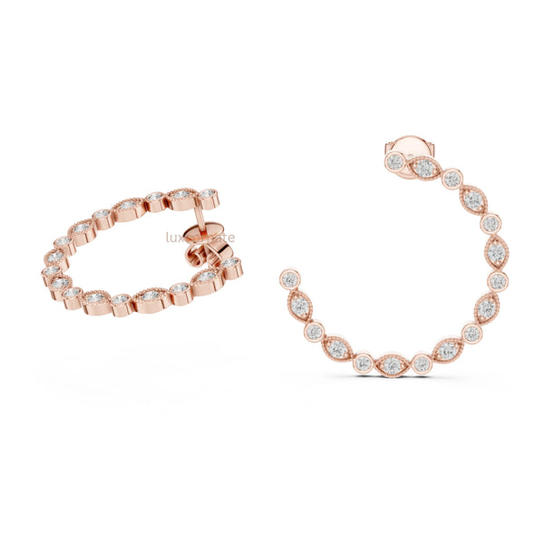 Gift for her best friand lab grown diamond half hoop earrings modern elegance