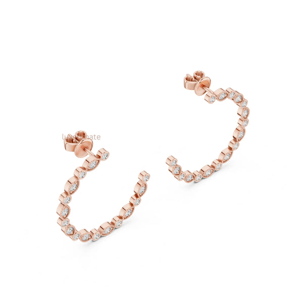 Trendy lab grown diamond half hoop earrings for office and casual wear