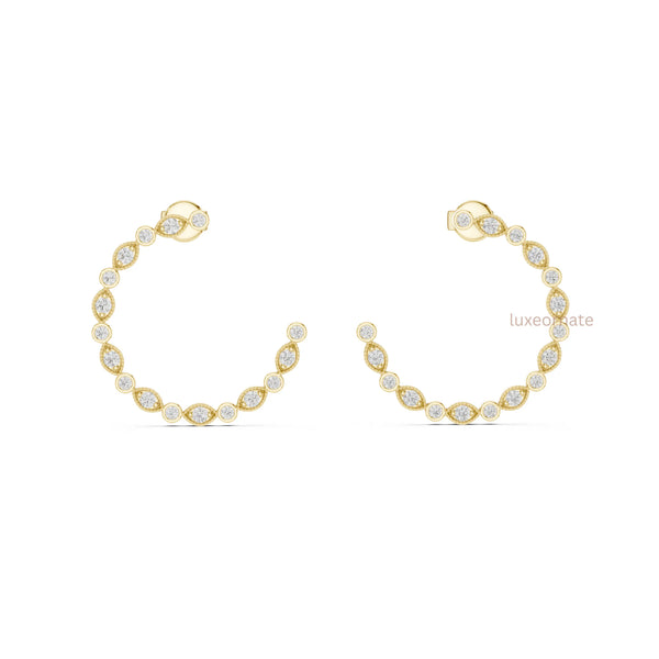 Stylish half hoop earring in lab grown diamonds modern luxury jewelry