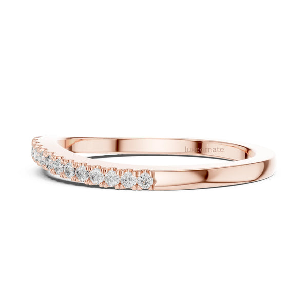 Everyday wear diamond band ring showcasing continuous sparkle with low profile prong setting for comfort