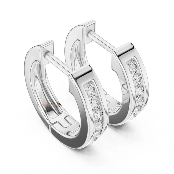 Diamond Huggie Hoop Earrings