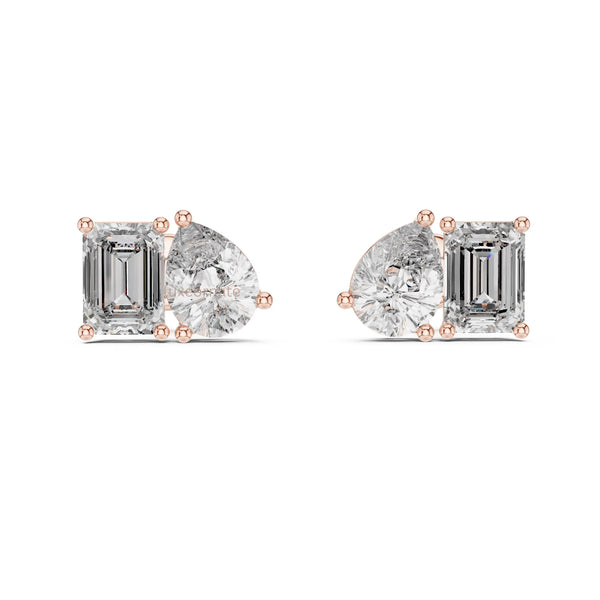 Sustainable lab grown diamond toi et moi stud earrings option