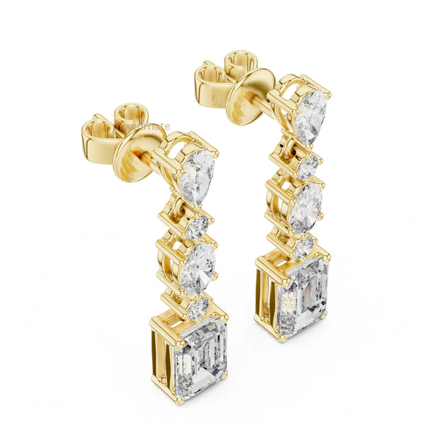 Fancy cut diamond earrings gold statement jewelry for women