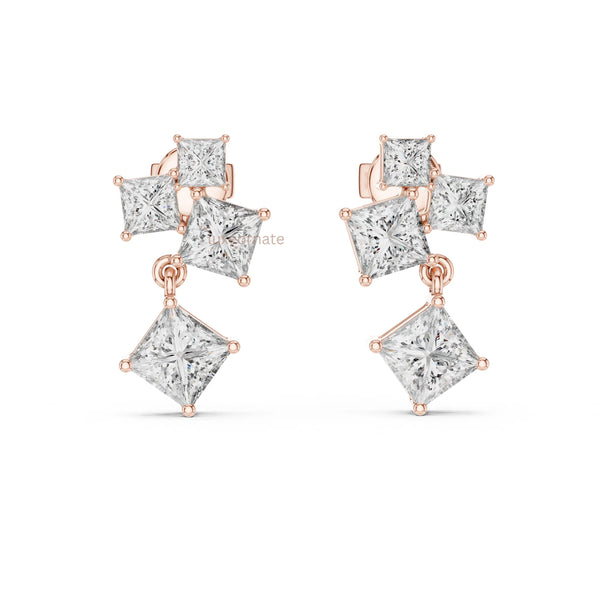 Sustainable lab grown diamond earrings princess cut