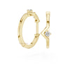 Luxury diamond hoop earrings yellow gold with corner design and brilliant cut diamond