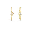 Minimal diamond Bali earrings for women in yellow gold with round brilliant diamond