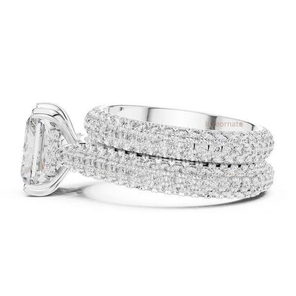 Elegant double row pave diamond ring in white gold fine jewelry