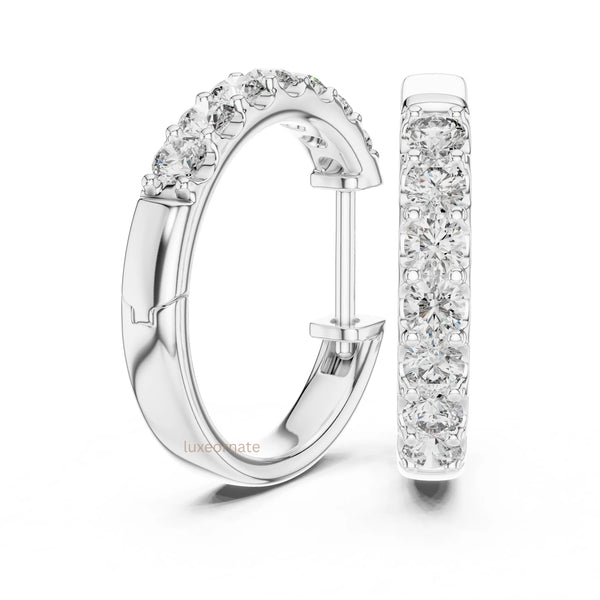 High sparkle round diamond huggie earrings fine jewelry design