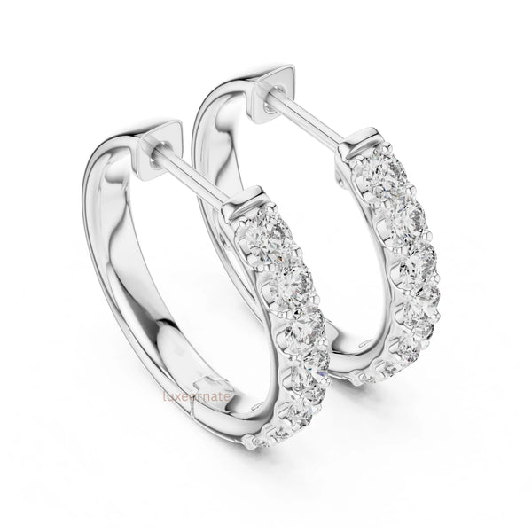 Timeless round diamond hoop earrings gold for women