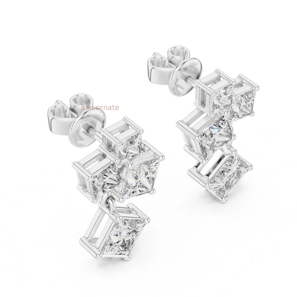 Wedding lab grown diamond drop earrings elegant design
