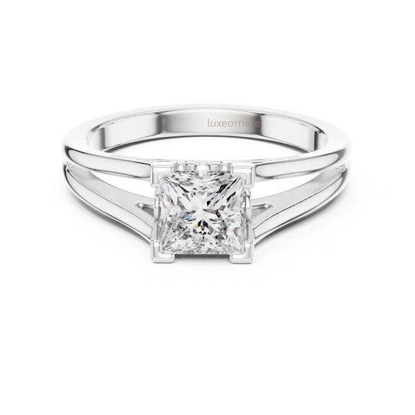 White gold princess cut solitaire diamond ring for engagement