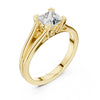 Princess cut diamond engagement ring with split shank gold band