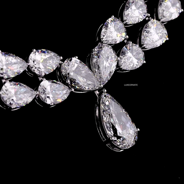 Designer pear shape diamond necklace elegant statement jewelry