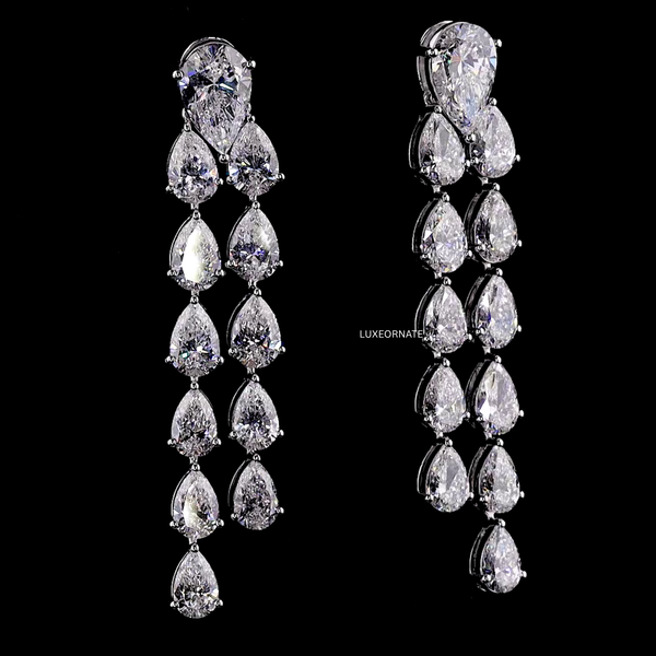 Elegant teardrop diamond necklace set premium wedding jewelry design