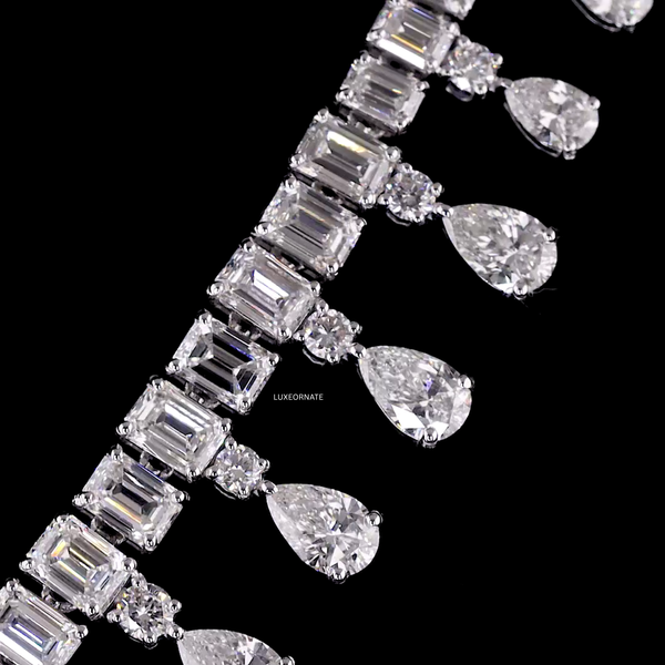 High end emerald shape diamond necklace premium bridal statement piece