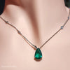 pear cut emerald pendant necklace with diamond chain luxury jewellery