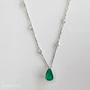 pear cut emerald pendant necklace with diamond chain luxury jewellery
