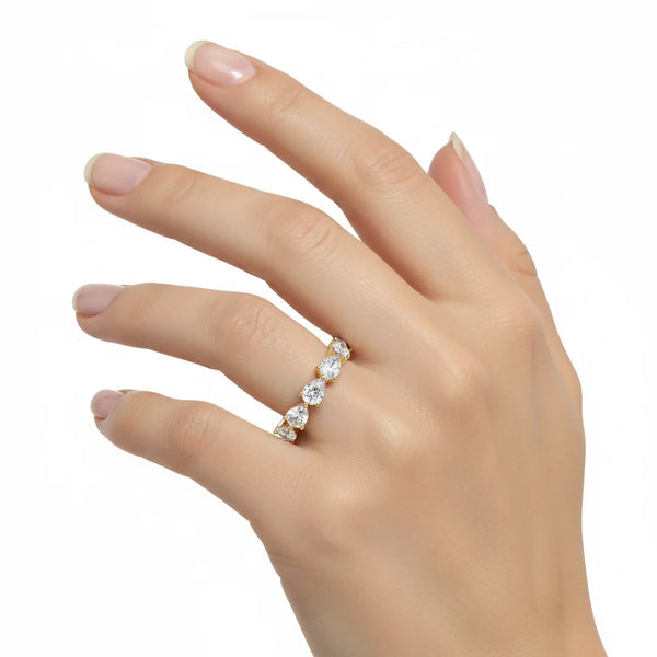 Infinity pear diamond eternity band ring luxury jewelry