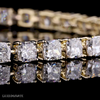 Yellow gold tennis bracelet with Cushion cut diamonds by Luxeornate