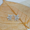 Floral Pear cut diamond cluster stud earrings in white gold with high sparkle luxury finish
