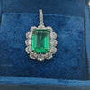 emerald cut green diamond pendant for women