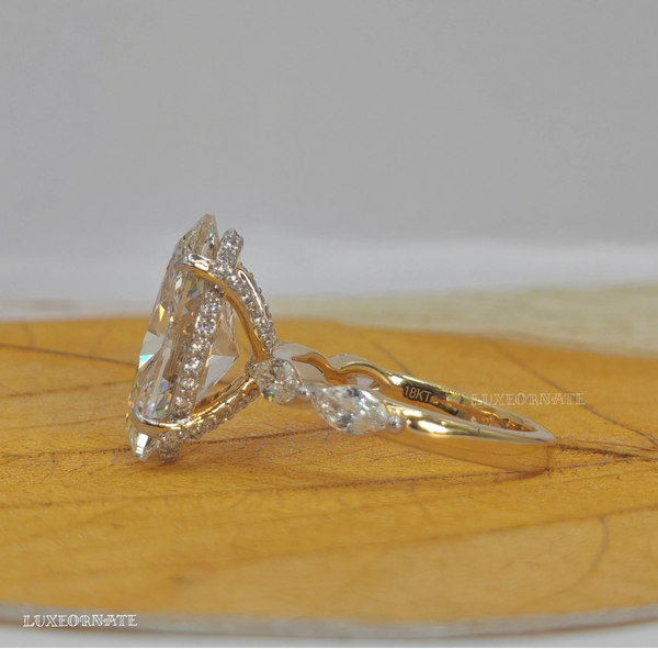 oval cut lab diamond statement ring with marquise and round accent diamonds engagement ring, women's ring, designer diamond ring