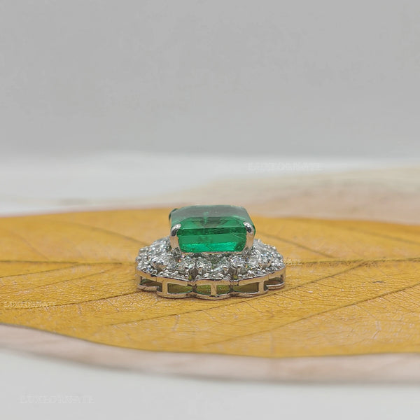 emerald cut green diamond pendant for women
