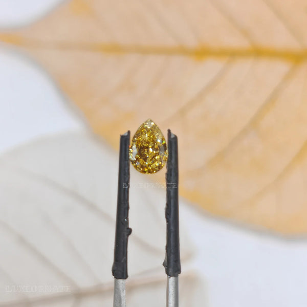Fancy Yellow Pear Cut Lab Grown Diamond Loose Diamond