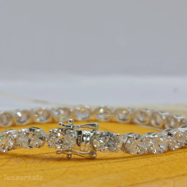 oval cut lab grown diamond tennis bracelet, sustainable ethical lab diamond jewelry